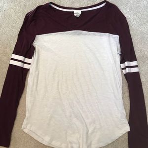 PINK maroon and white baseball tee